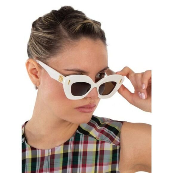 Loewe Women Sunglasses Ivory Brown Cat Eye LW40127I ANAGRAM 25E NEW AUTHENTIC main image 7